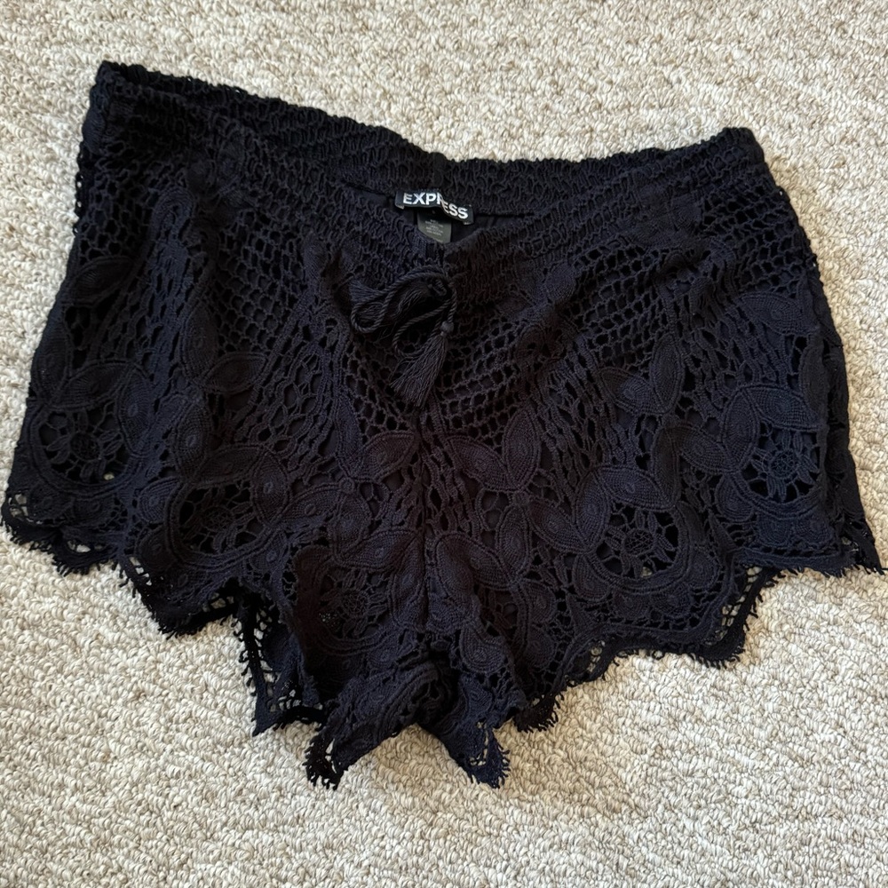 Black knit shorts